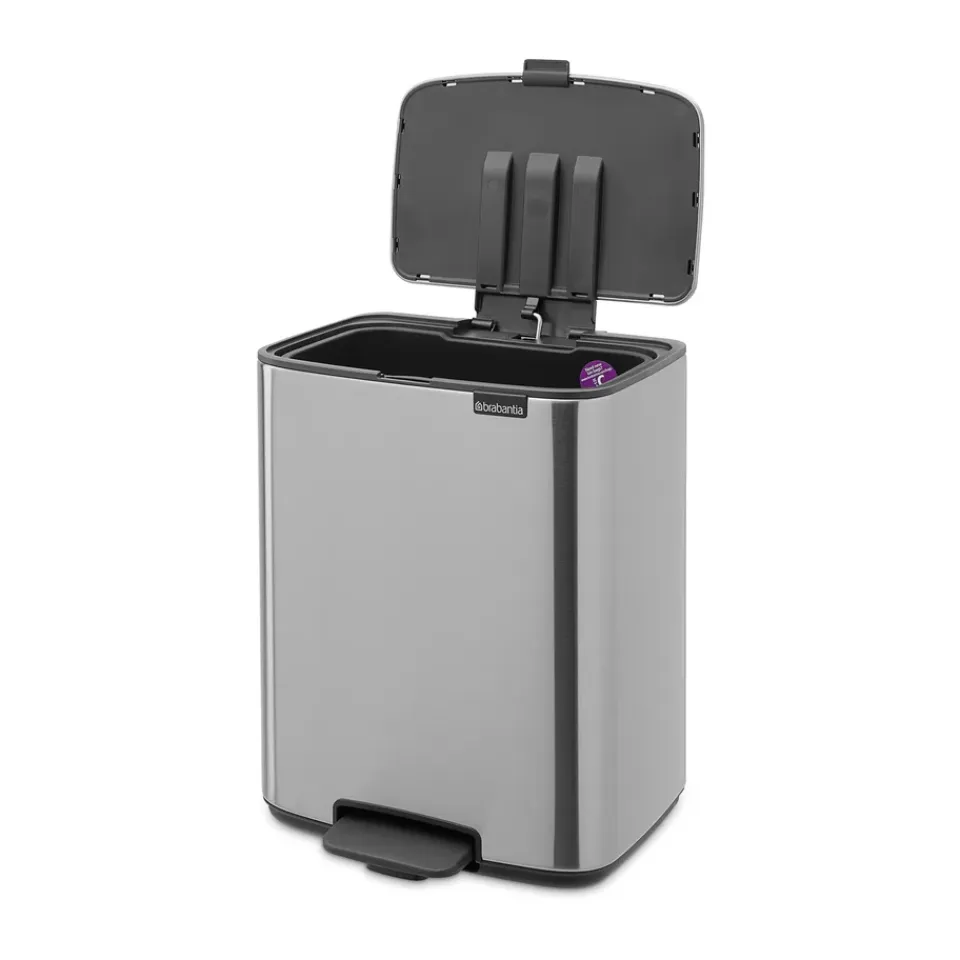 Brabantia Cubo de basura con pedal Bo 12 L, Acero mate antihuellas Plateado