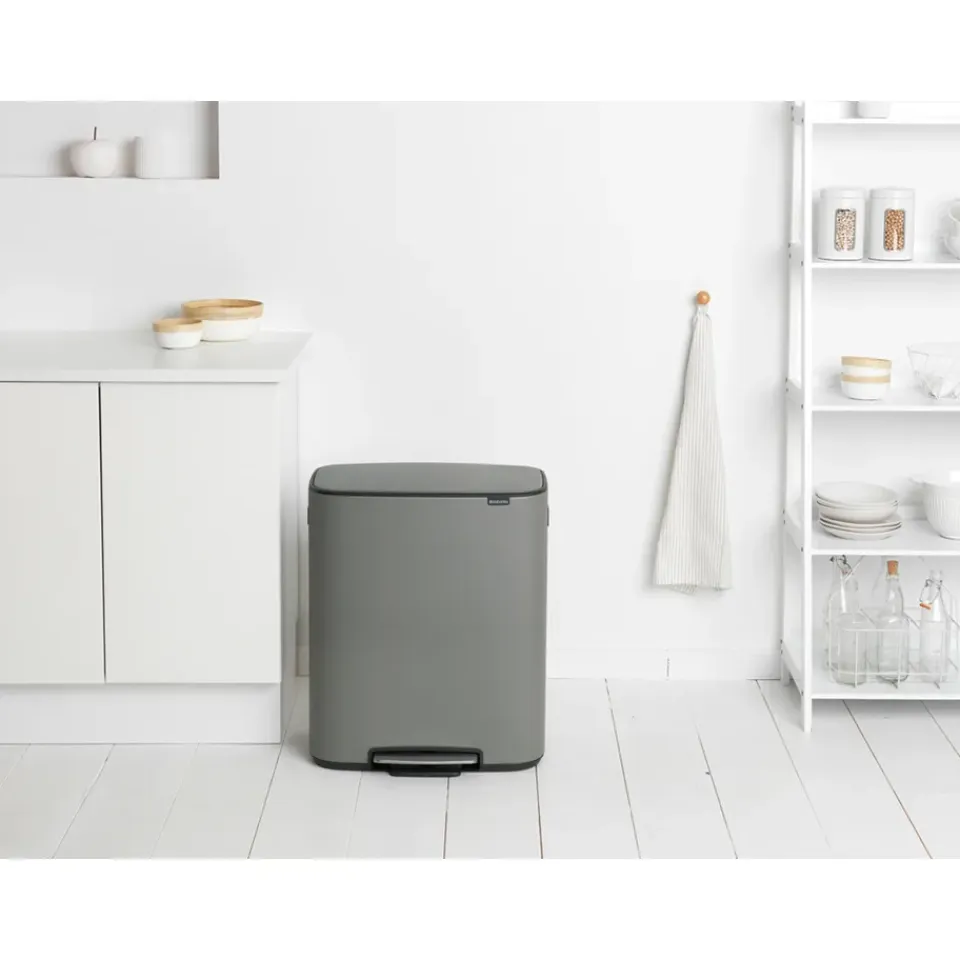 Brabantia Cubo de pedal Bo 2x30 L, Mineral concrete grey Gris