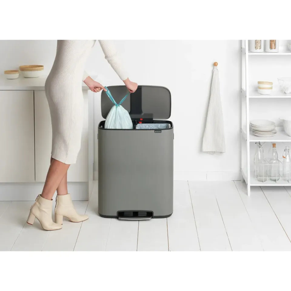 Brabantia Cubo de pedal Bo 2x30 L, Mineral concrete grey Gris