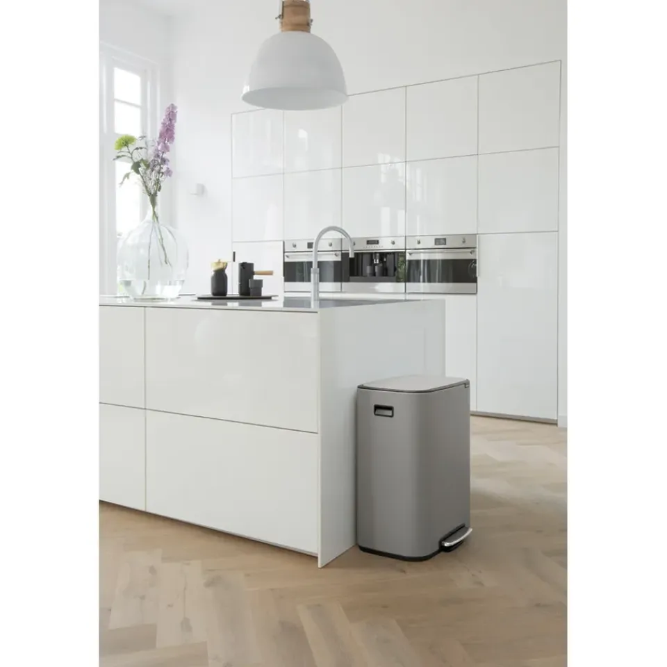 Brabantia Cubo de pedal Bo 2x30 L, Mineral concrete grey Gris