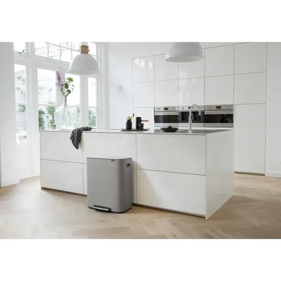 Brabantia Cubo de pedal Bo 2x30 L, Mineral concrete grey Gris