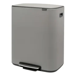 Brabantia Cubo de pedal Bo 2x30 L, Mineral concrete grey Gris