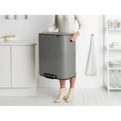 Brabantia Cubo de pedal Bo 2x30 L, Mineral concrete grey Gris