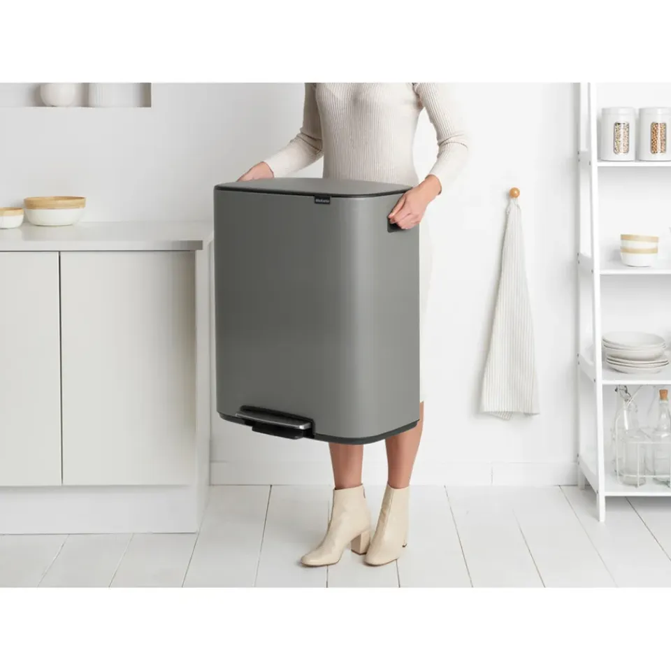 Brabantia Cubo de pedal Bo 2x30 L, Mineral concrete grey Gris