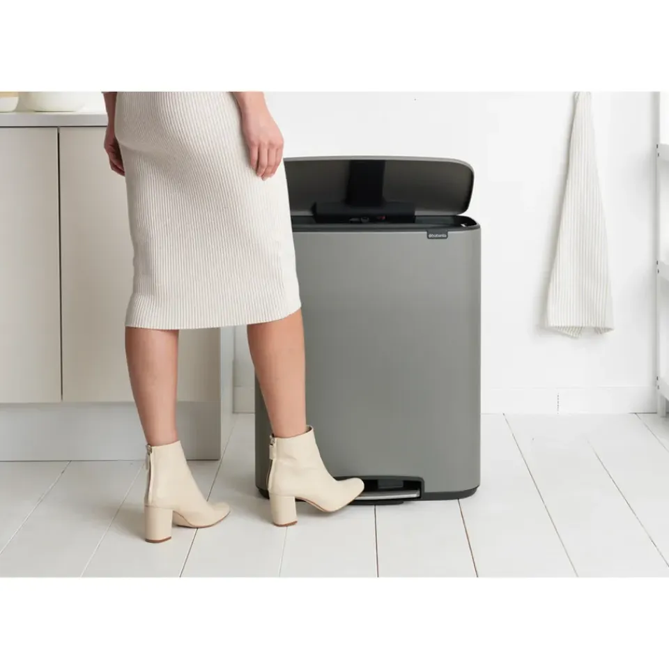 Brabantia Cubo de pedal Bo 2x30 L, Mineral concrete grey Gris