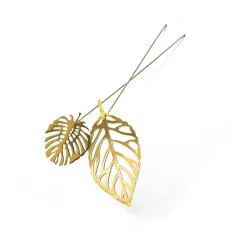 Outlet KLONG Decoración Brass leaves, set de 2, Wood Color dorado
