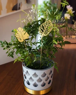 Outlet KLONG Decoración Brass leaves, set de 2, Wood Color dorado