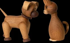 Hot Spring Copenhagen Decoración gato Lucky 42 cm, Roble-Arce Beige