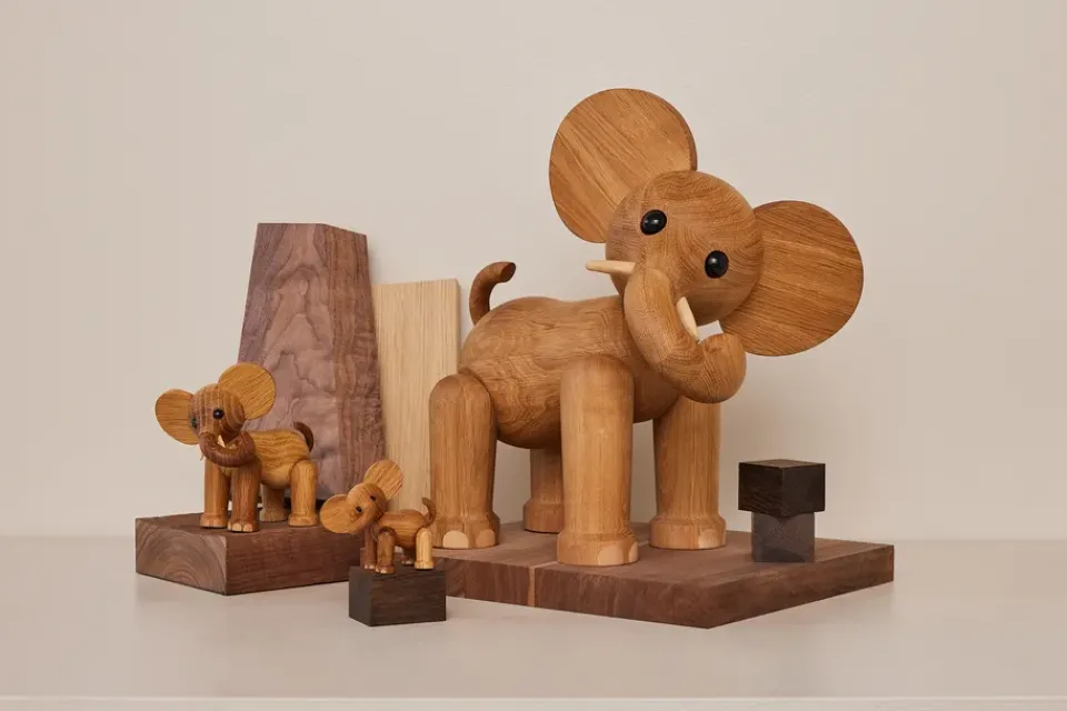 New Spring Copenhagen Decoración Tembo elefant 41 cm, Roble Beige