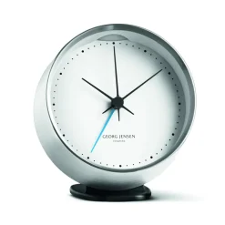 Best Georg Jensen Despertador Koppel Ø10 cm, blanco-acero inoxidable PlateadoBlanco