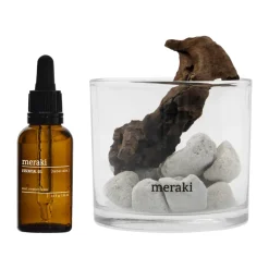 Outlet Meraki Difusor de piedra de lava y madera con aceite incluido, Herbal calm, Blanco
