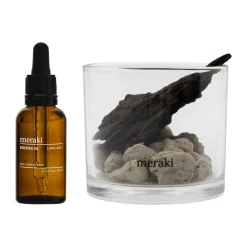 Hot Meraki Difusor de piedra de lava y madera con aceite incluido, Amber dust, Negro