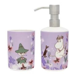 Hot Moomin Arabia Dispensador de jabón y portacepillos de dientes Mumin, Jardín de flores Multi