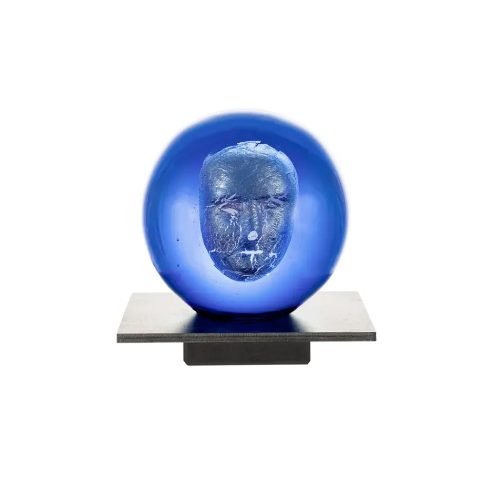 Best Kosta Boda Escultura de cristal BV Headman, Azul