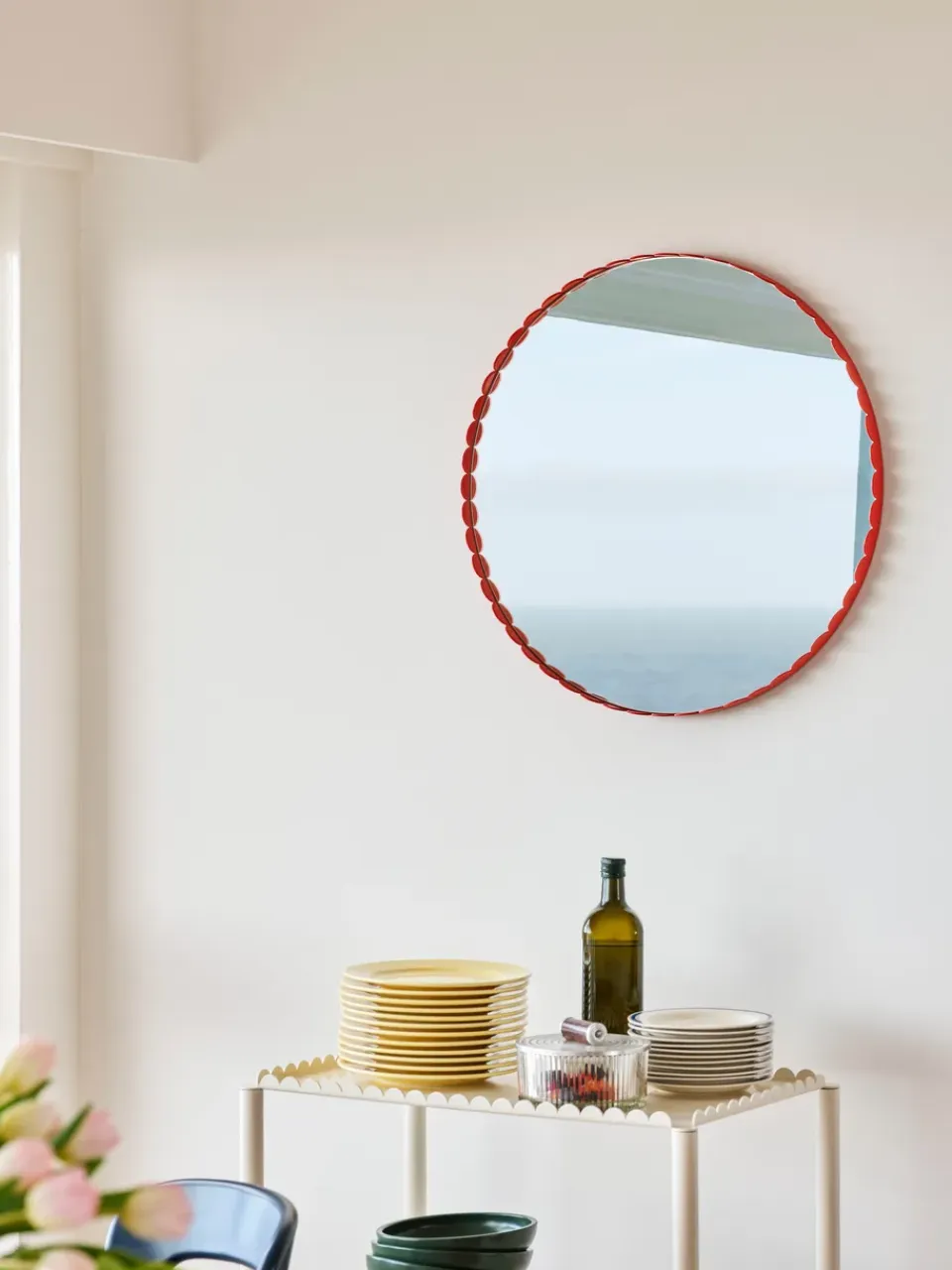 HAY Espejo Arcs Mirror Ø60 cm, Red Rojo