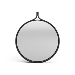 Clearance Swedese Espejo Comma redondo Ø40 cm, Fresno teñido de Negro