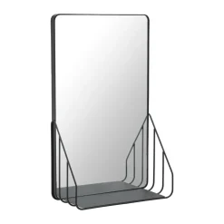 Discount Scandi Living Espejo con estante Nod 30x50 cm, Black Negro