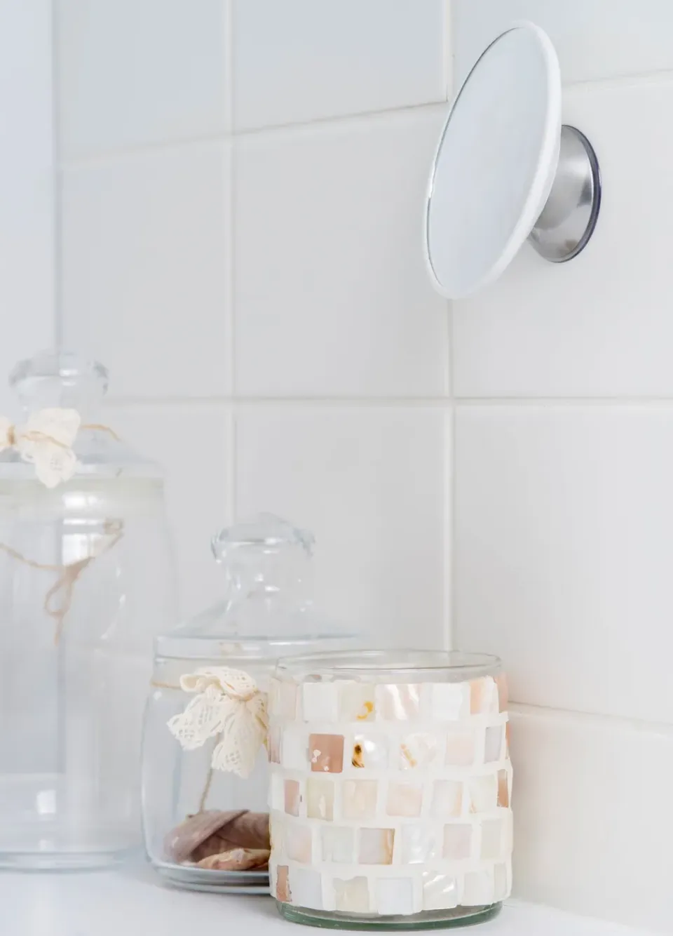 Discount Bosign Espejo de maquillaje AirMirror x20 desmontable con ventosa, Ø11,2 cm Blanco