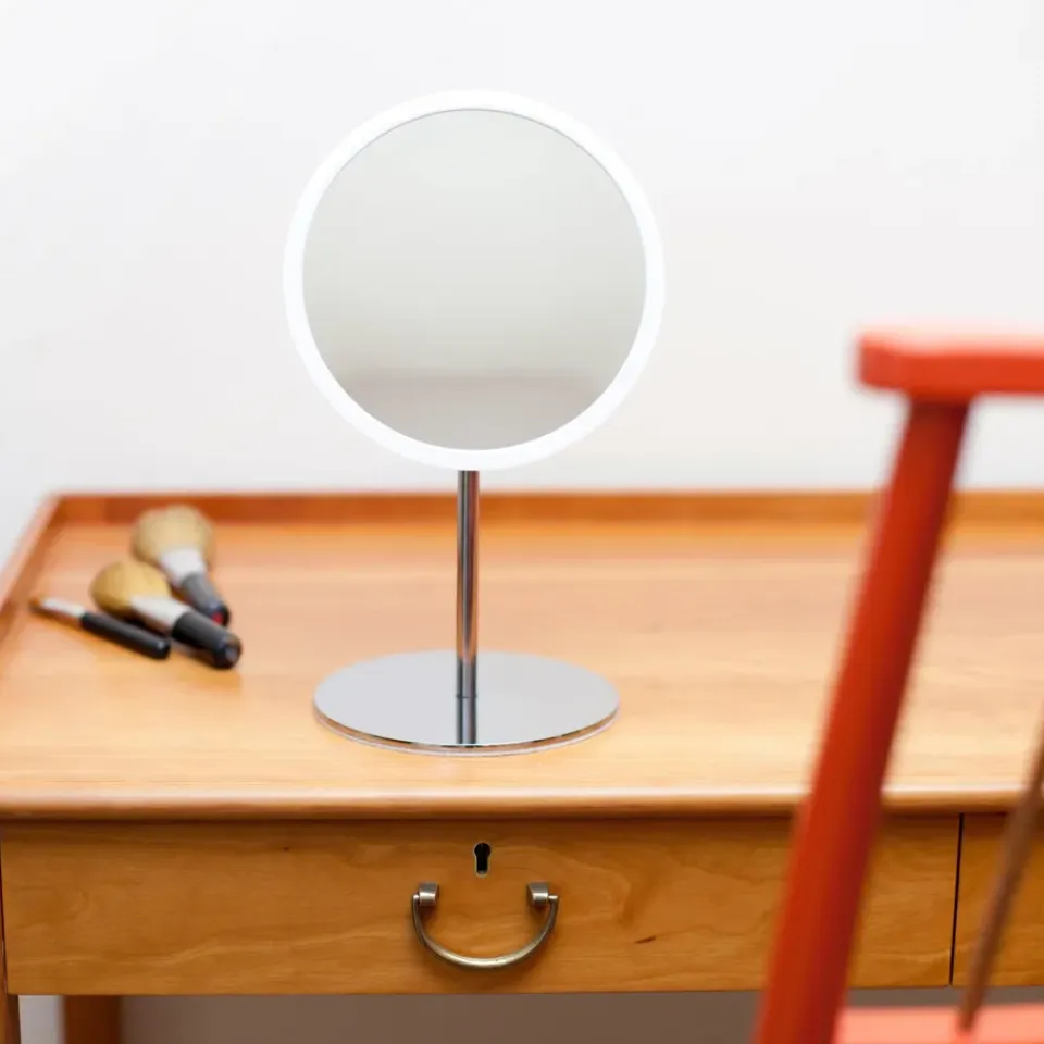 New Bosign Espejo de mesa AirMirror x5 desmontable magnético, Ø16,5 cm Blanco