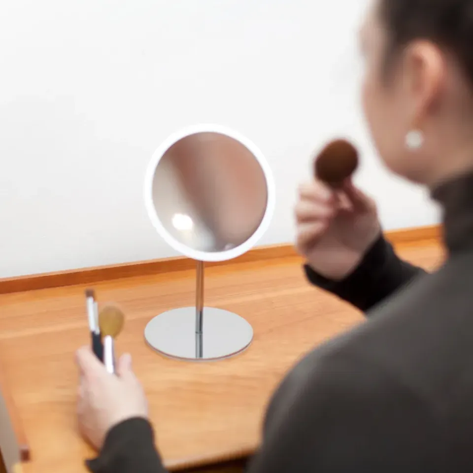 New Bosign Espejo de mesa AirMirror x5 desmontable magnético, Ø16,5 cm Blanco