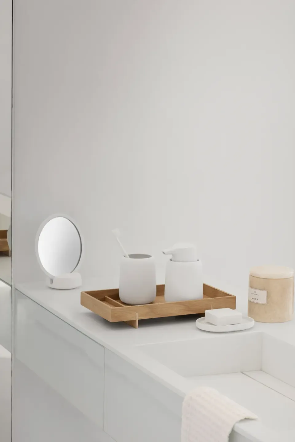 Online Blomus Espejo de mesa Sono Vanity Ø17 cm, Blanco