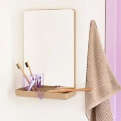 Outlet Design Letters Espejo de pared con estante , Beige