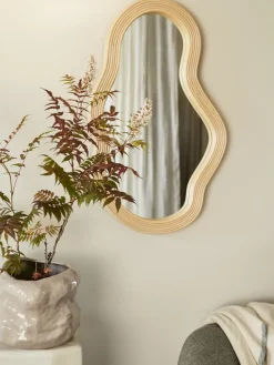 Clearance Ferm Living Espejo Pond medium, Rattan BeigePlateado
