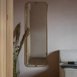 Audo Copenhagen Espejo rectangular Nimbus, Polished brass Color dorado