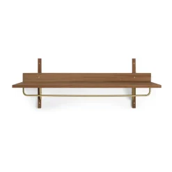 New Ferm Living Estante con barra Sector 37 x 87 cm, Smoked Oak, brass Marrón