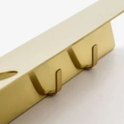 Discount Meraki Estante con colgador de botellas y gancho , Acabado de latón cepillado Color dorado