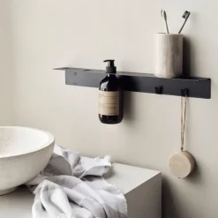 Discount Meraki Estante con colgador de botellas y gancho , Acabado cepillado Negro