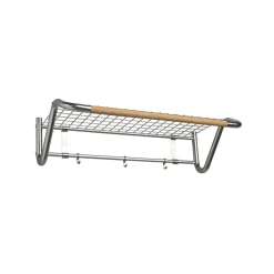 Essem Design Estante sombrerero Funk, Acero inoxidable, roble varilla de roble aceitada Gris