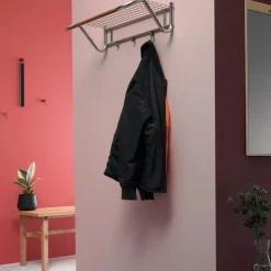 Essem Design Estante sombrerero Funk, Acero inoxidable, roble varilla de roble aceitada Gris