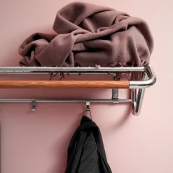 Essem Design Estante sombrerero Funk, Acero inoxidable, roble varilla de roble aceitada Gris