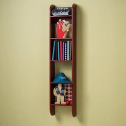 New TÔNN furniture Estantería de pared Flaneaur 27x128 cm, Burgundy Rojo