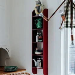 New TÔNN furniture Estantería de pared Flaneaur 27x128 cm, Burgundy Rojo