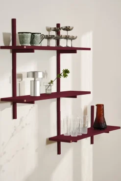 Clearance Andersen Furniture Estantería para pared A-Light Shelf Special Edition, Wine red 90x21x35 cm Rojo