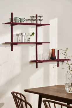 Clearance Andersen Furniture Estantería para pared A-Light Shelf Special Edition, Wine red 90x21x35 cm Rojo