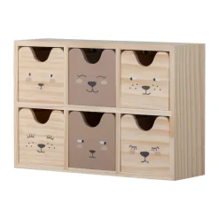 Bloomingville Estantería pequeña Calle 6 cajones 27x18 cm, Naturaleza Beige