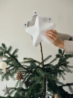 Hot Broste Copenhagen Estrella para árbol de Navidad Pulp 22 cm, White Blanco
