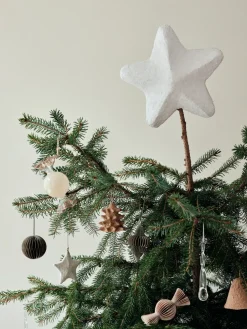 Hot Broste Copenhagen Estrella para árbol de Navidad Pulp 22 cm, White Blanco