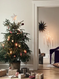 Hot Broste Copenhagen Estrella para árbol de Navidad Pulp 22 cm, White Blanco
