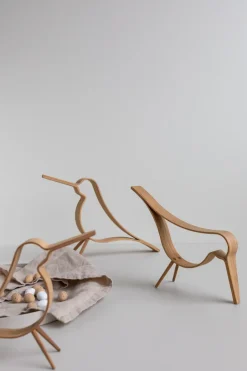 Hot Cooee Design Figura Woody Bird pequeña, Roble Marrón