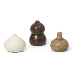 Sale Ferm Living Florero Komo mini set de 3, Brown-white Marrón