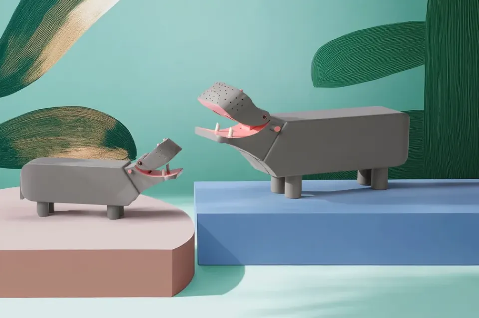 Best Kay Bojesen Denmark Hipopótamo liliput Kay Bojesen, Gris