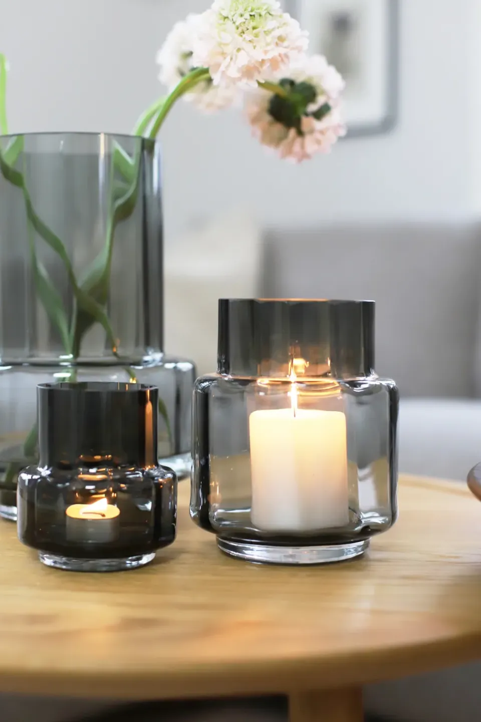 Ro Collection Hurricane reflections tealight no 25, Smoked Grey Gris