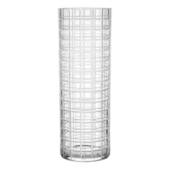 Clearance Orrefors Jarrón Cut in number 33 cm, patrón de cuadros Transparente