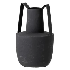 New Bloomingville Jarrón de metal con asas 20,5 cm, Negro