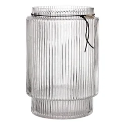 Outlet ERNST Jarrón de vidrio acanalado, Ø19,5 cm x h28 cm Transparente