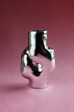 Sale HKliving Jarrón Gleam high, Chrome Plateado